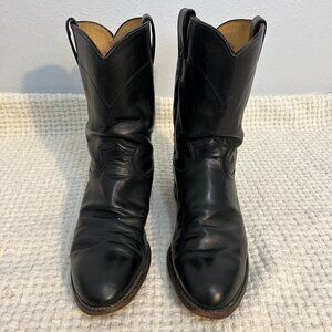 Justin Mens Western Black leather Ankle Boots